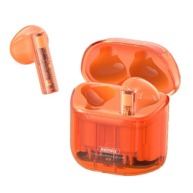 V562-C1048933060DBT-202508281553-00 Wireless Bluetooth Headset with Low Delay and Transparent Design - Orange - Image 1