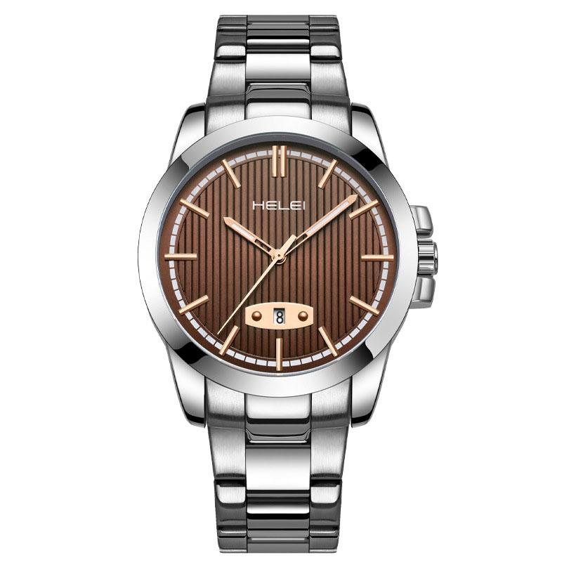 V562-C1054984060DBT-202508281436-00 Waterproof Men Quartz Watch with Stainless Steel Band and Automatic Display - Dark Brown - Image 1