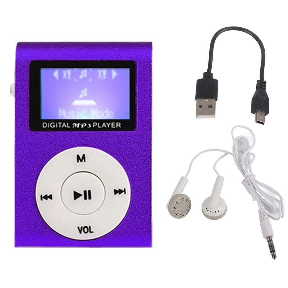 V562-C1057683060DBT-202508291153-00 Metal Mini Mp3 Player With Screen Earphone+Cable - Purple - Image 1