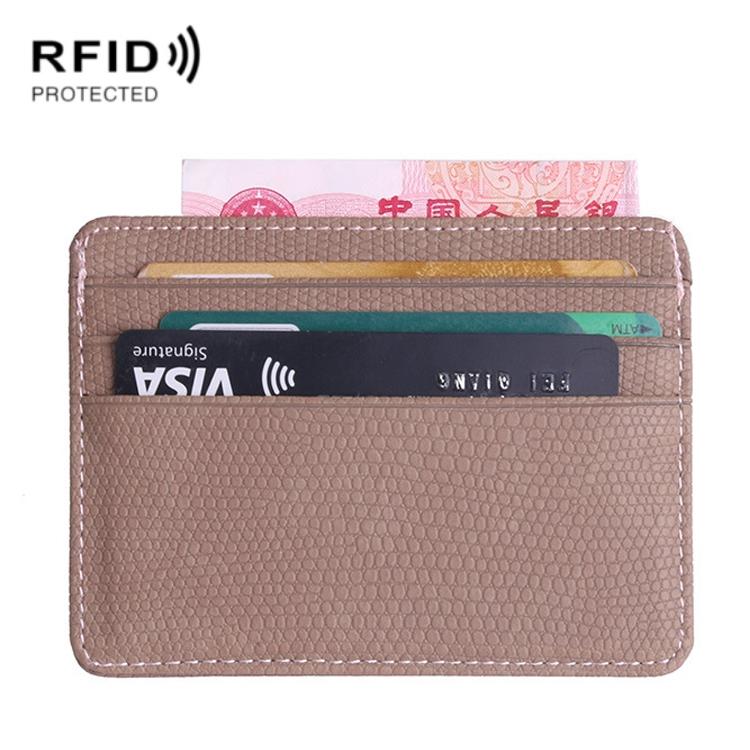 V562-C1094880950DBT-202508280455-00 Pu Rfid Card Holder with Lizard Pattern - Khaki - Image 1