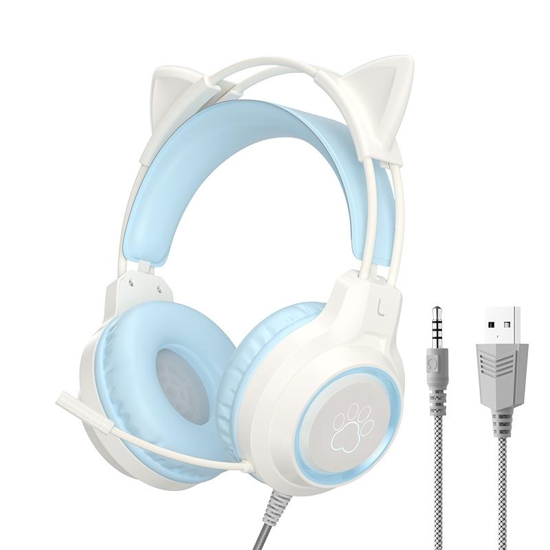 V562-D101888500ADE-202508292122-00 Rgb Cat Ear Gaming Headset - Blue - Image 1