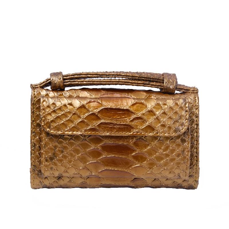 V562-D1053712750DBT-202508282310-00 Chain Crossbody Bag with Snake Texture Print - 11 Copper Colour - Image 1