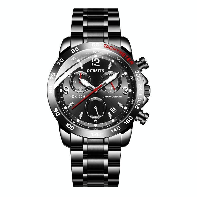 V562-D106930400ADE-202508281040-00 Waterproof Luminous Men Watch with Steel Strap - Black 01 - Image 1