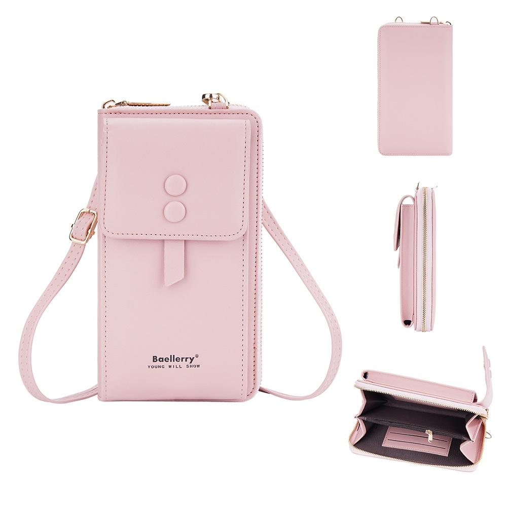 V562-D1077583060DBT-202508291053-00 Adjustable Crossbody Phone Bag With Multi Card Slots - Pink - Image 1