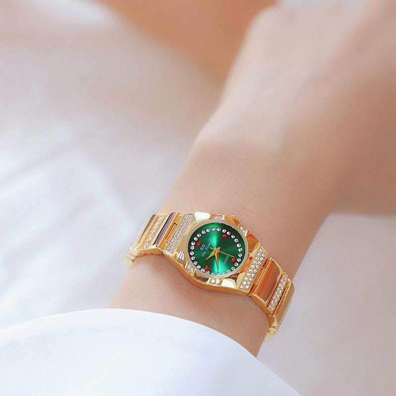 V562-D1084452060DBT-202508281431-00 Timeless Diamond Women Watch - Classic Design - Golden Green - Image 1