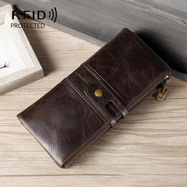 V562-D1085193810DBT-202508281015-00 Secure Leather Wallet with Card Slots - Anti-theft - Coffee - Image 1