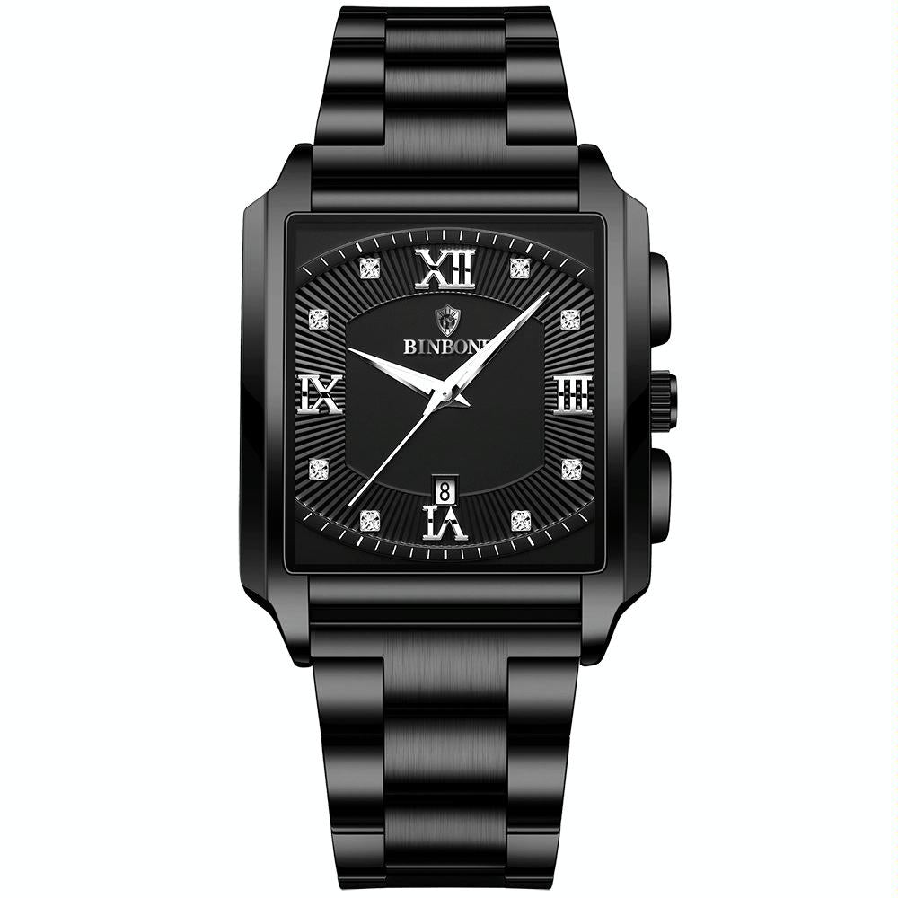 V562-E1013533060DBT-202508281036-00 Waterproof Men Quartz Watch - Rectangular Outdoor Design - Black Steel-White - Image 1