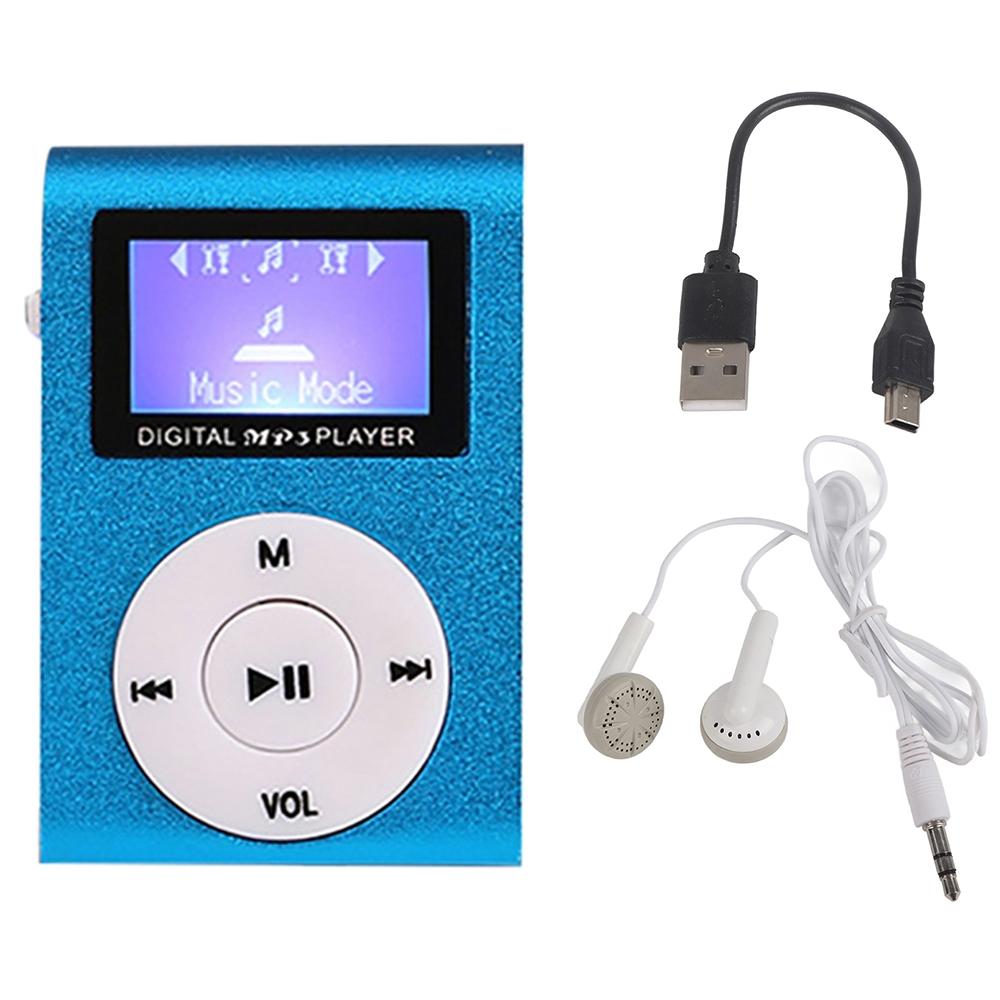 V562-E1020356750DBT-202508291120-00 Metal Mini Mp3 Player + Earphones & Cable - Blue - Image 1
