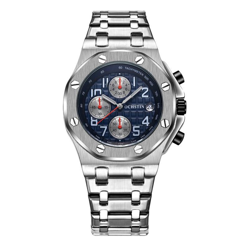 V562-E102830400ADE-202508281710-00 Waterproof Luminous Men Watch with Steel Strap - 6100d - Silver 01 - Image 1