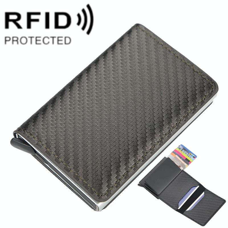 V562-E1051683060DBT-202508281121-00 Rfid-protected Plaid Leather Wallet with Automatic Card Ejector - Dark Brown - Image 1