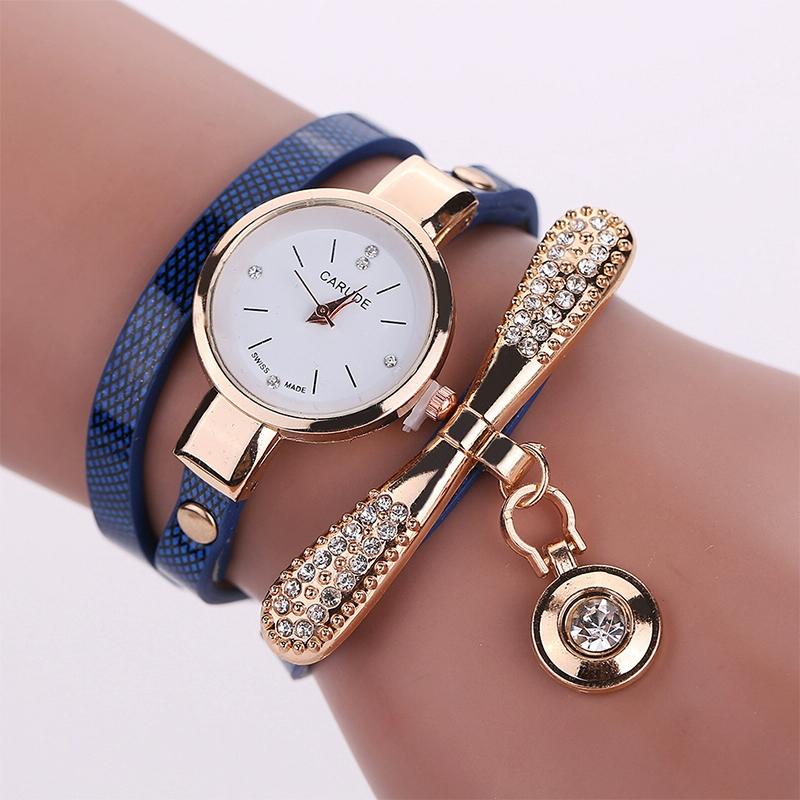 V562-E105841250DBT-202508282026-00 Stylish Leather Band Watch for Women - Casual Design - Dark Blue - Image 1