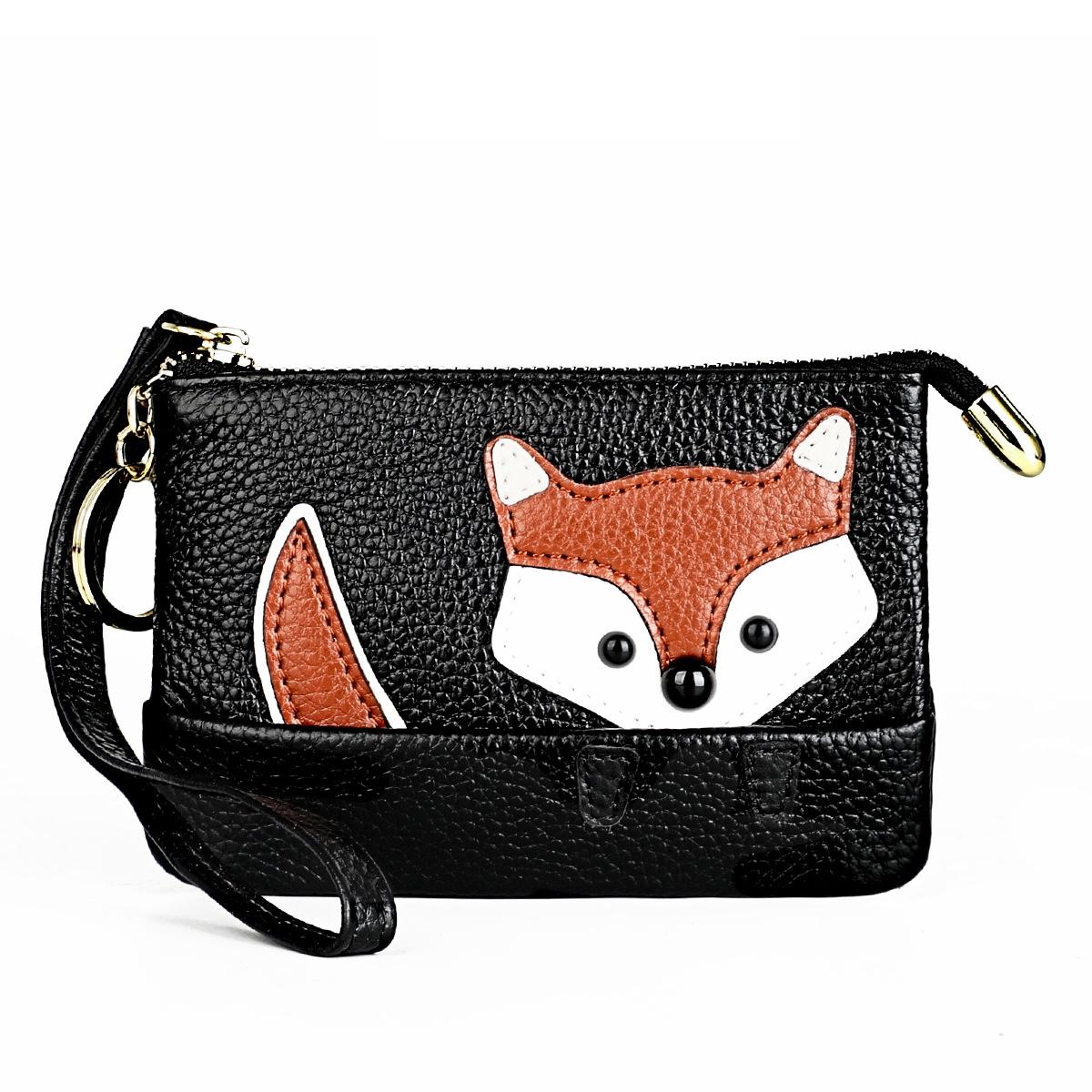 V562-E106266100ADE-202508290046-00 Mini Leather Fox Key Case for Sewing Thread - Black - Image 1