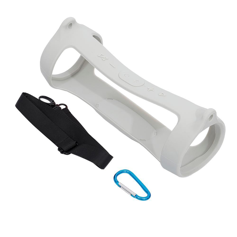 V562-E1069413850DBT-202508280707-00 Jbl Charge 4 Speaker Cover with Strap & Carabiner - Portable Silicone Protection - Silver Gray - Image 1