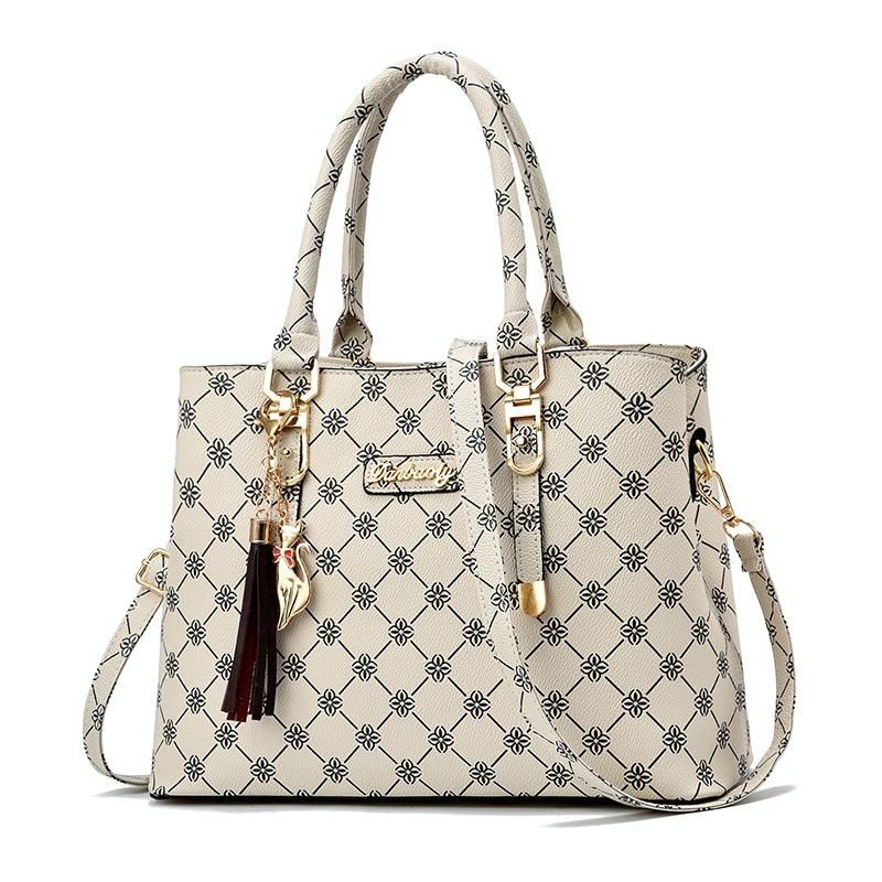 V562-E1079132060DBT-202508281225-00 Spacious Print Handbag - Large Capacity - Rice White Rice White Print - Image 1