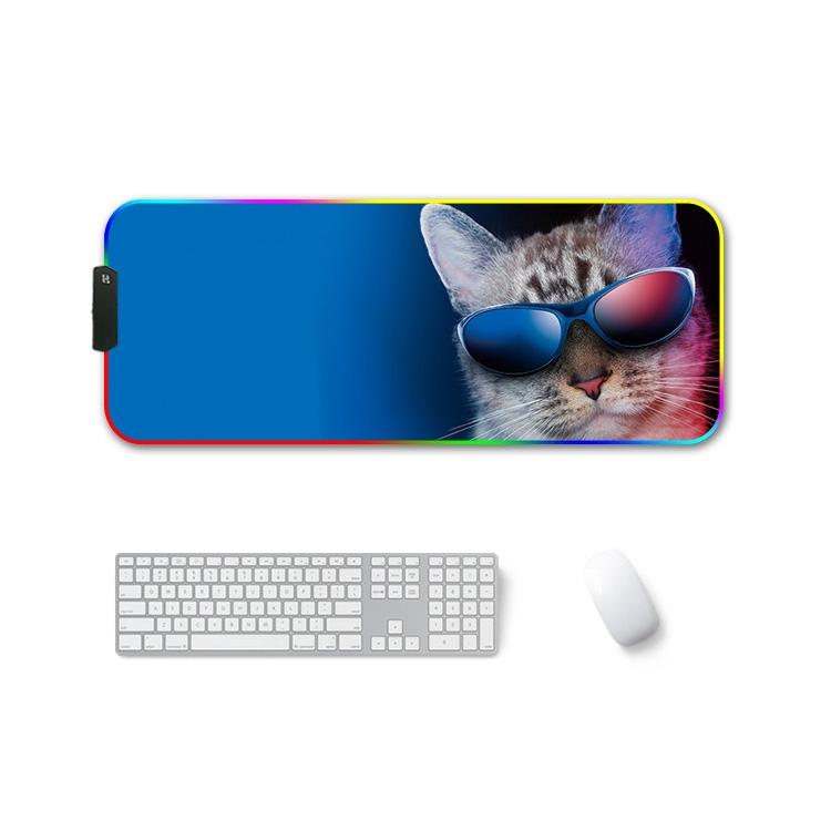 V562-F0118412750DBT-202508291503-00 Rgb Non Slip Mouse Pad With Thermal Transfer - Glasses Cat - Image 1