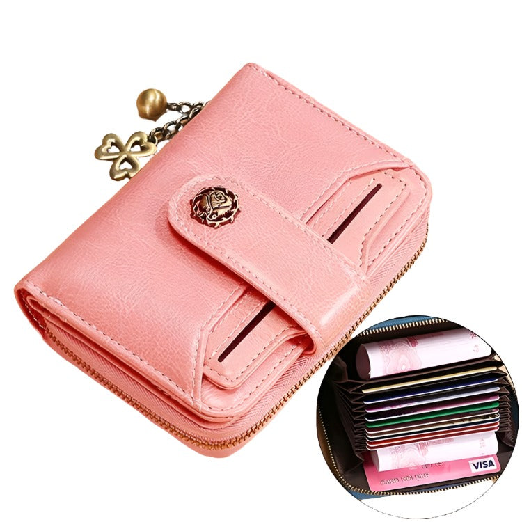 V562-F3022BCC-202508280845-00 Rfid-blocking Women Wallet with Card Slots - Anti-magnetic - Pink - Image 1