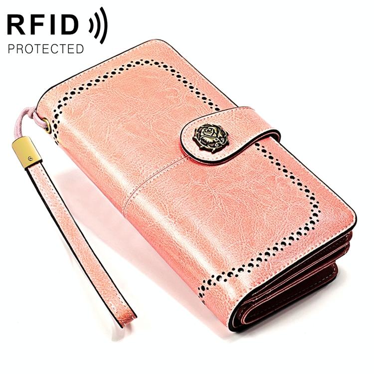 V562-F9022BCC-202508281031-00 3556 Large Capacity Long Multi-function Anti-magnetic Rfid Wallet Clutch for Women with Card Slots - Pink - Image 1