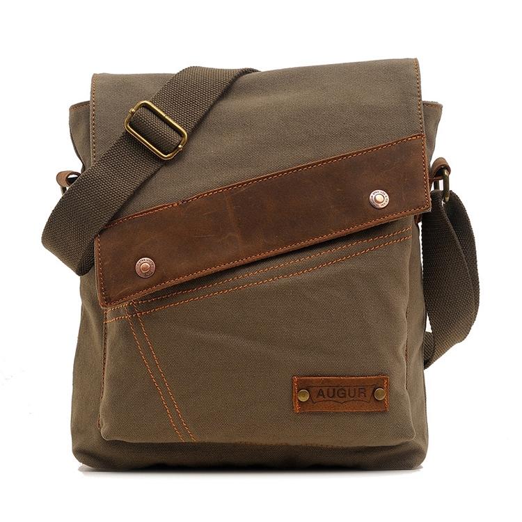 V562-GA0322BCC-202508282321-00 Retro Canvas Vertical Shoulder Messenger Bag Functional & Stylish - Army Green - Image 1