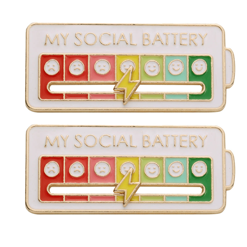 V562-GU23-H018WHITEX2-202508291416-00 Vibe Geeks Creative Social Battery Energy Enamel Pins Mood Jewelry Brooches - White - 2 Pcs - Image 1