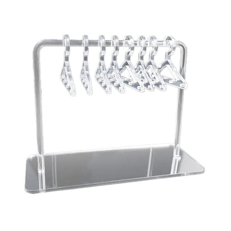 V562-GU23-JI079SILVER-202508291411-00 Vibe Geeks Acrylic Earring Hanging Display Rack Stand with Mini Coat Hangers - Silver - Image 1