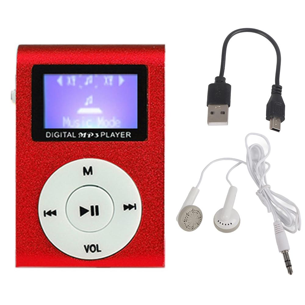V562-H1057683060DBT-202508291146-00 Metal Mini Mp3 Player With Screen Earphone+Cable - Red - Image 1