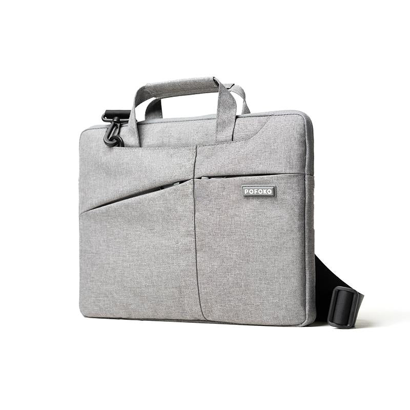 V562-H5210BL-202508271035-00 Multi-functional 14-15.4 Inch Laptop Handbag with Trolley Case Belt - Grey - Image 1