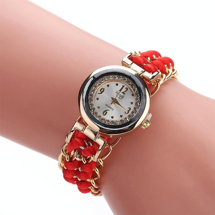 V562-I104544270DBT-202508282010-00 Quartz Wrist Watch with Knitting Rope Chain for Women - Red - Image 1