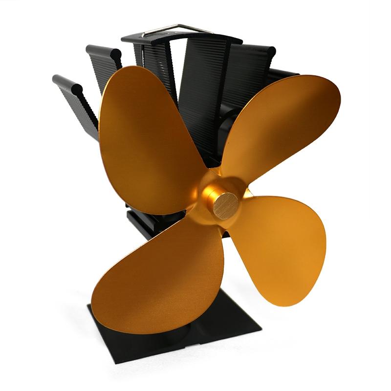 V562-J4310-CH-S-202508290030-00 Eco-friendly Heat Powered Stove Fan for Wood / Gas / Pellet Stoves - Gold - Image 1