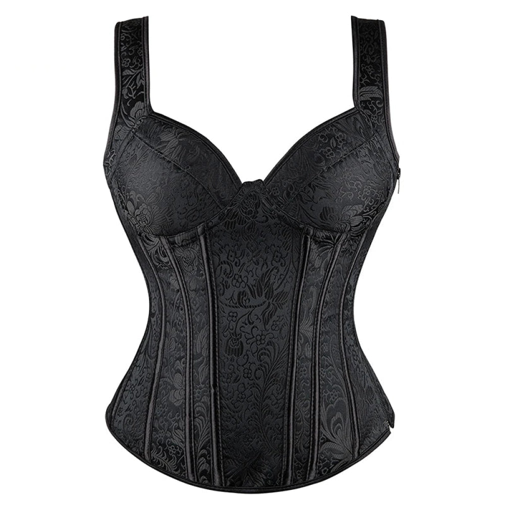 V562-OBBPBBAAILXNTOXL-18-202508291640-00 Adjustable Plus Size Steampunk Gothic Corset With G String S To 6Xl - Black - Xs - Image 1