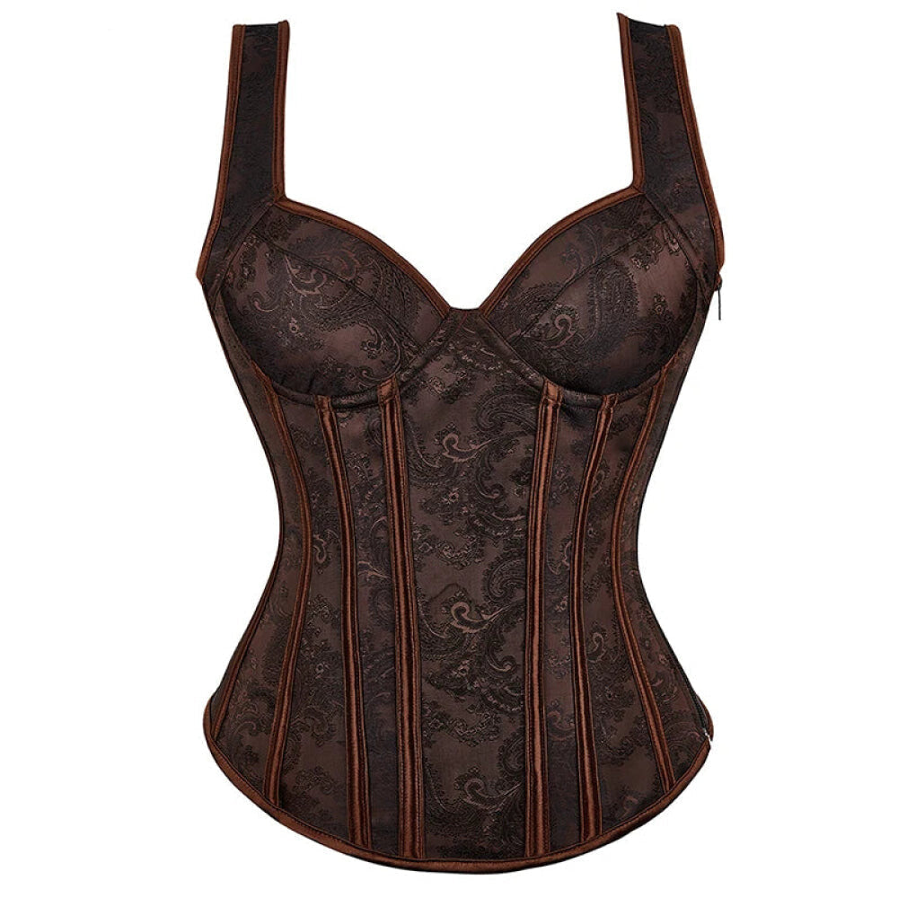 V562-OBBPBBAAILXNTOXL-4-202508291635-00 Adjustable Plus Size Steampunk Gothic Corset With G String S To 6Xl - Brown - 5Xl - Image 1