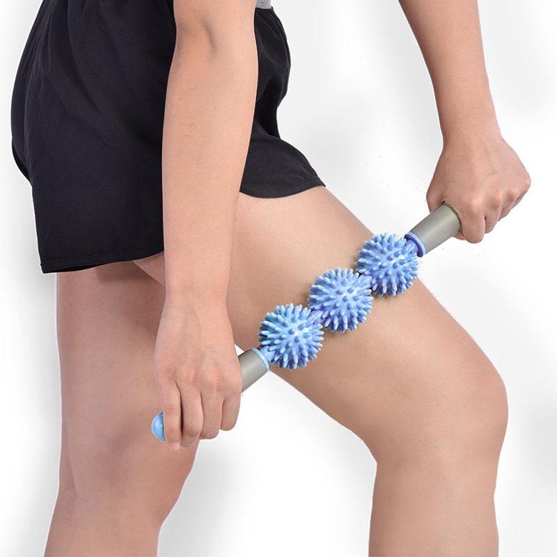 V562-P7911GO-202508292055-00 Triple Hedgehog Balls Massage Stick For Neck Leg And Hand Yoga Health Care - Purple - Image 1