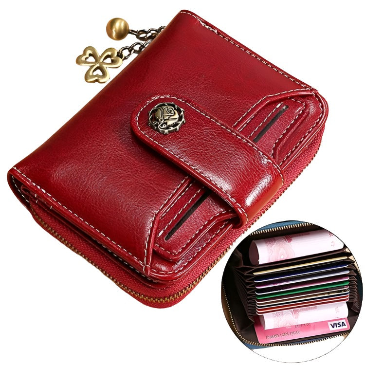 V562-R3022BCC-202508280846-00 Rfid-blocking Women Wallet with Card Slots - Anti-magnetic - Red - Image 1