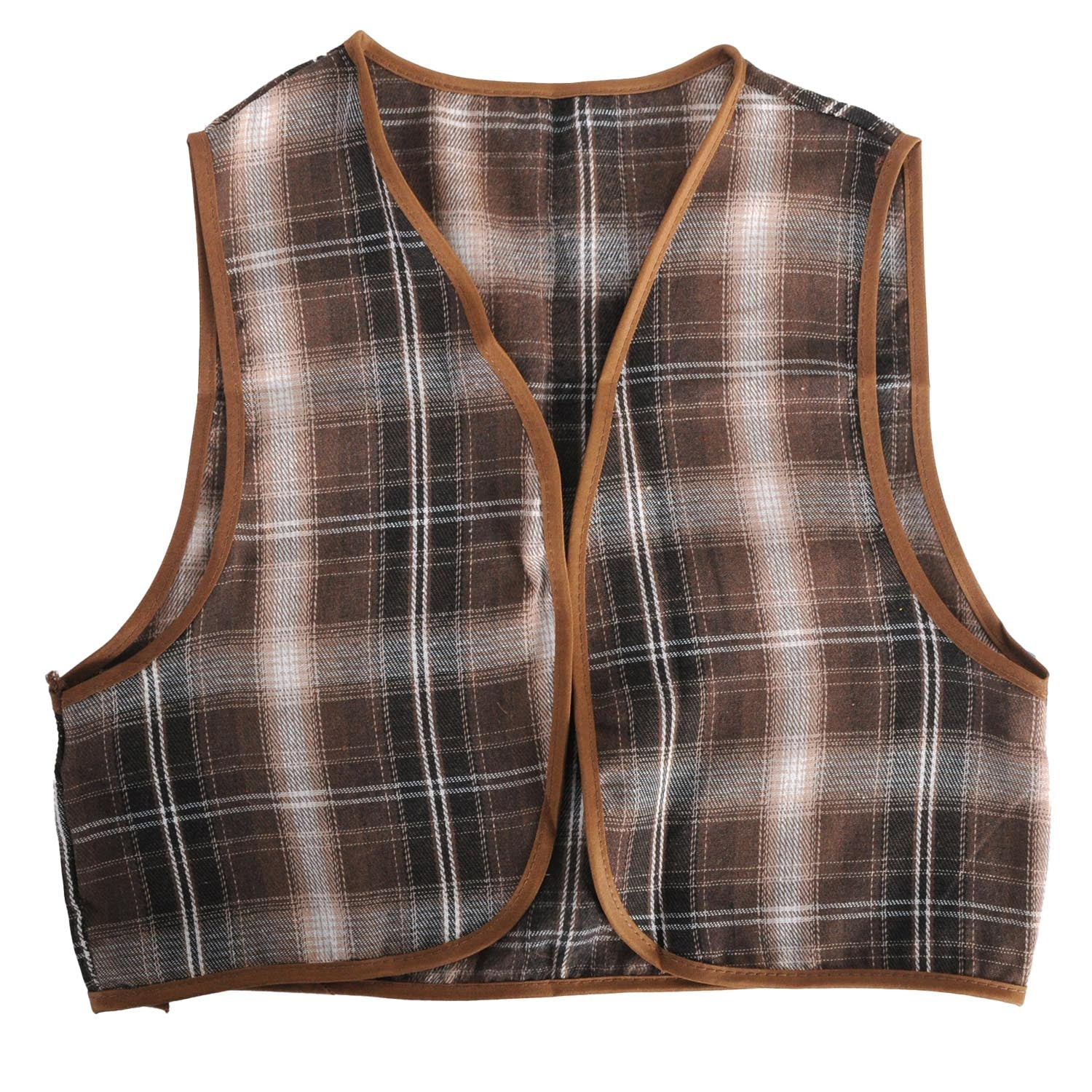 V563-17805-03-202508190830-00 Childrens Brown Checkered Party Costume Vest Boys Kids Victorian, Cowboy or 1920s Style - Image 1