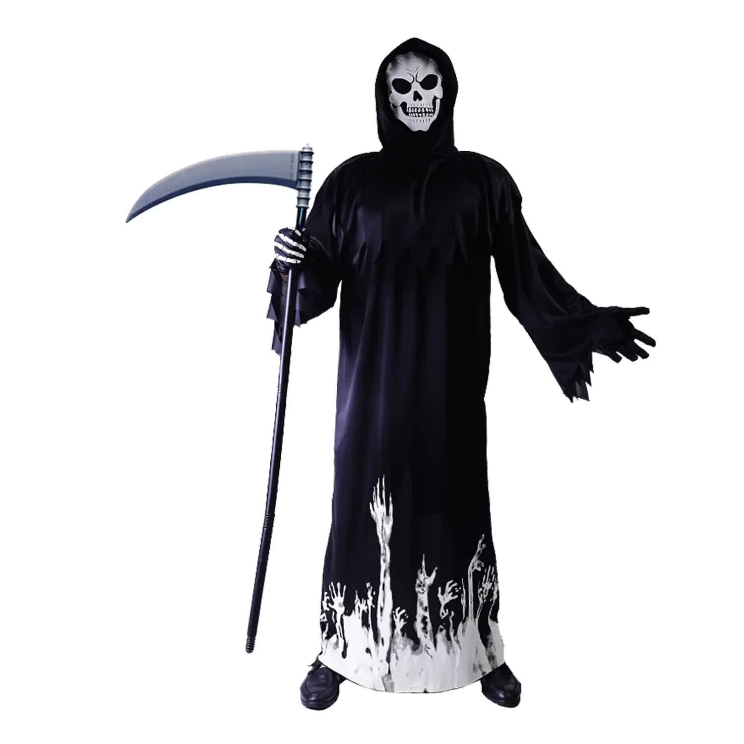 V563-22949-202509170831-00 Scary Adult Glow in the Dark Party Costume Skeleton Reaper Halloween - Image 1