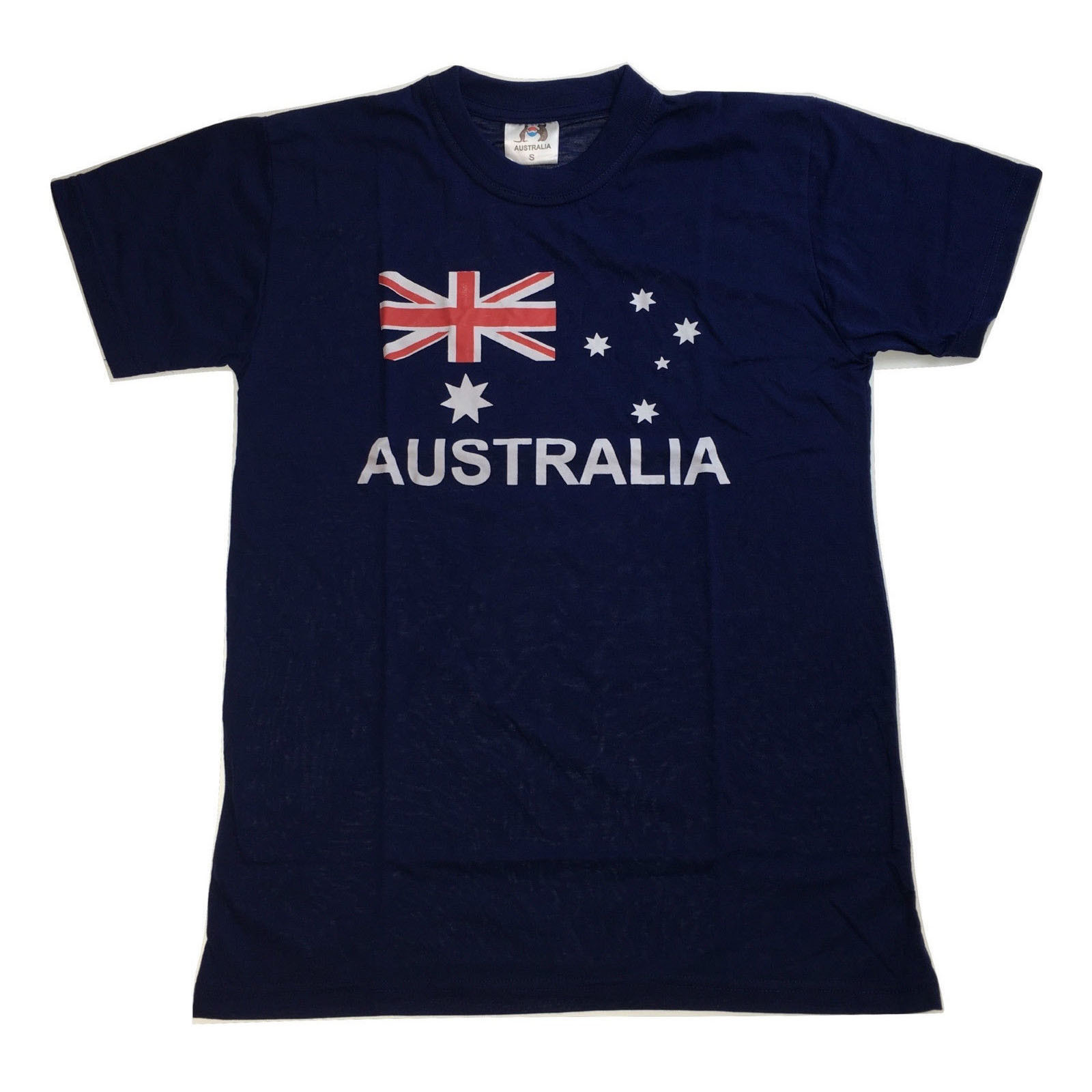 V563-BR-AUST-BLU-S-202509090847-00 Adult AUSTRALIAN T Shirt Australia Day 100% COTTON Souvenir Tee Top Flag - Blue - Small - Image 1