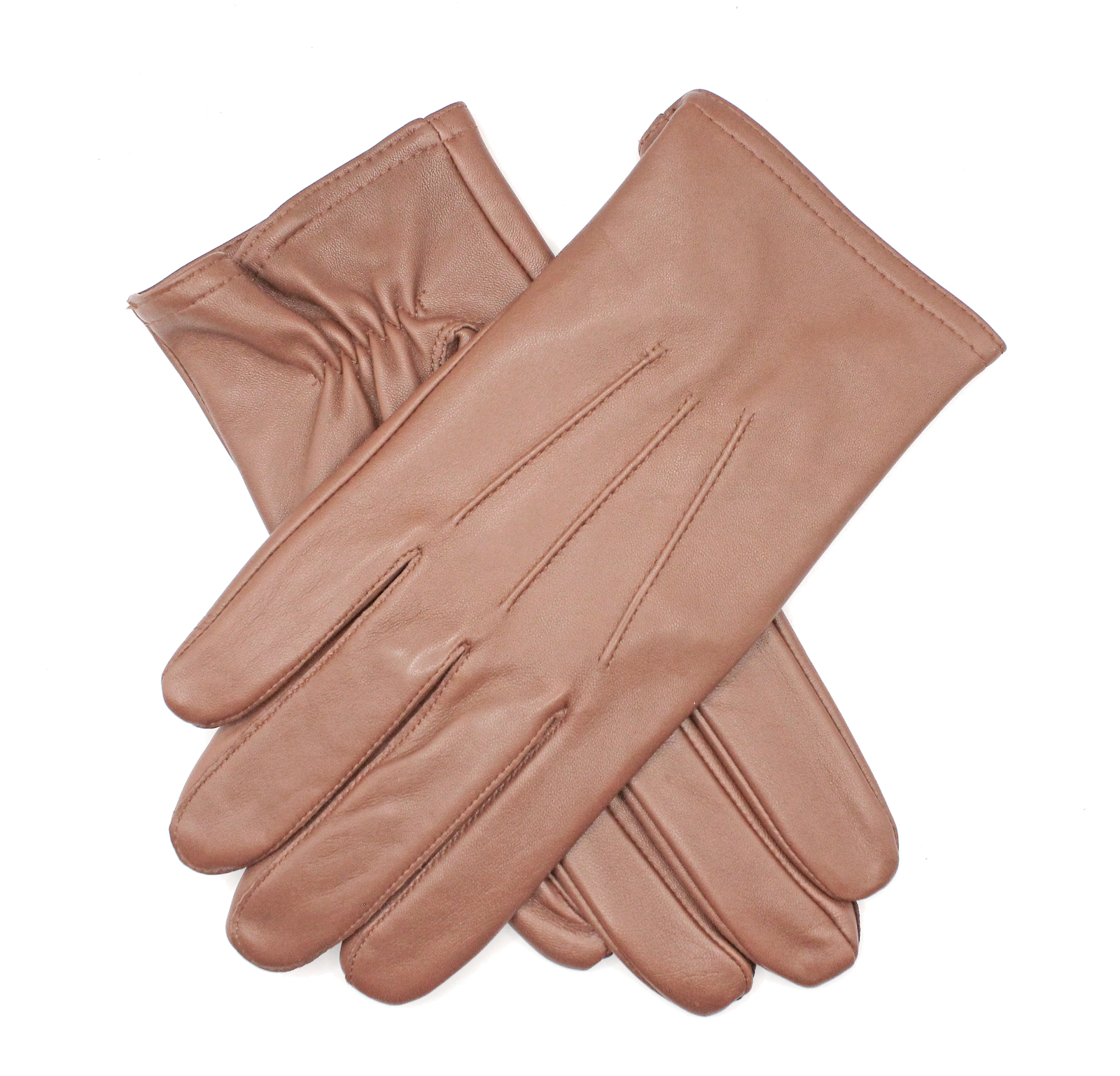 V563-DENTS-75-0003-COGNAC-L-202508210810-00 Dents Mens Genuine Full Grain Leather Gloves 3 Point Stitch Fleece Lined Warm Winter - Cognac - Large - Image 1