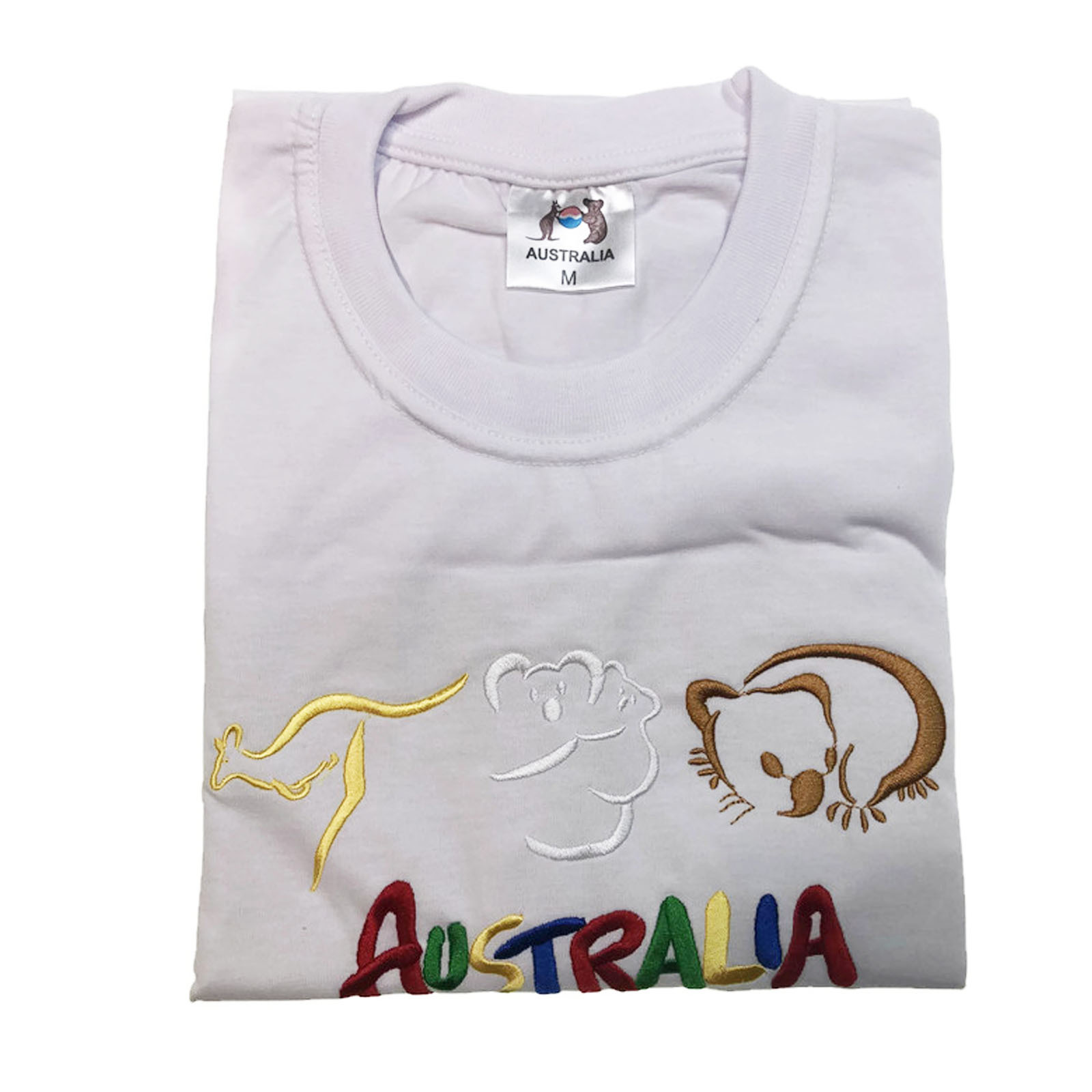 V563-ET1-WHT-L-202508190825-00 Adult Australia T Shirt Kangaroo Koala 100% Cotton Souvenir Tee Top - White - L - Image 1