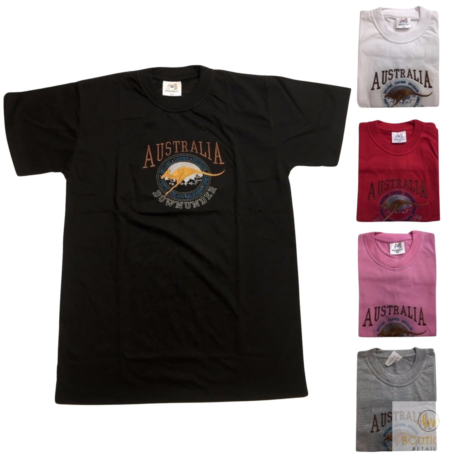 V563-ET15-GRY-XS-202508190820-00 Adult Australia Kangaroo T Shirt Australia Day Souvenir Tee Top 100% Cotton - Grey - XS - Image 1