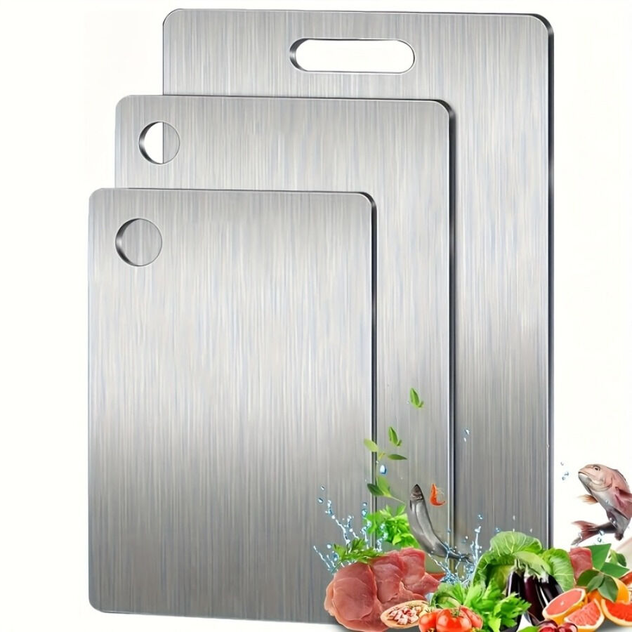 V563-HY1281305-202508260910-00 3x Stainless Titanium Steel Anti-Bacterial Mildew-Proof Cutting Chopping Boards - Image 1
