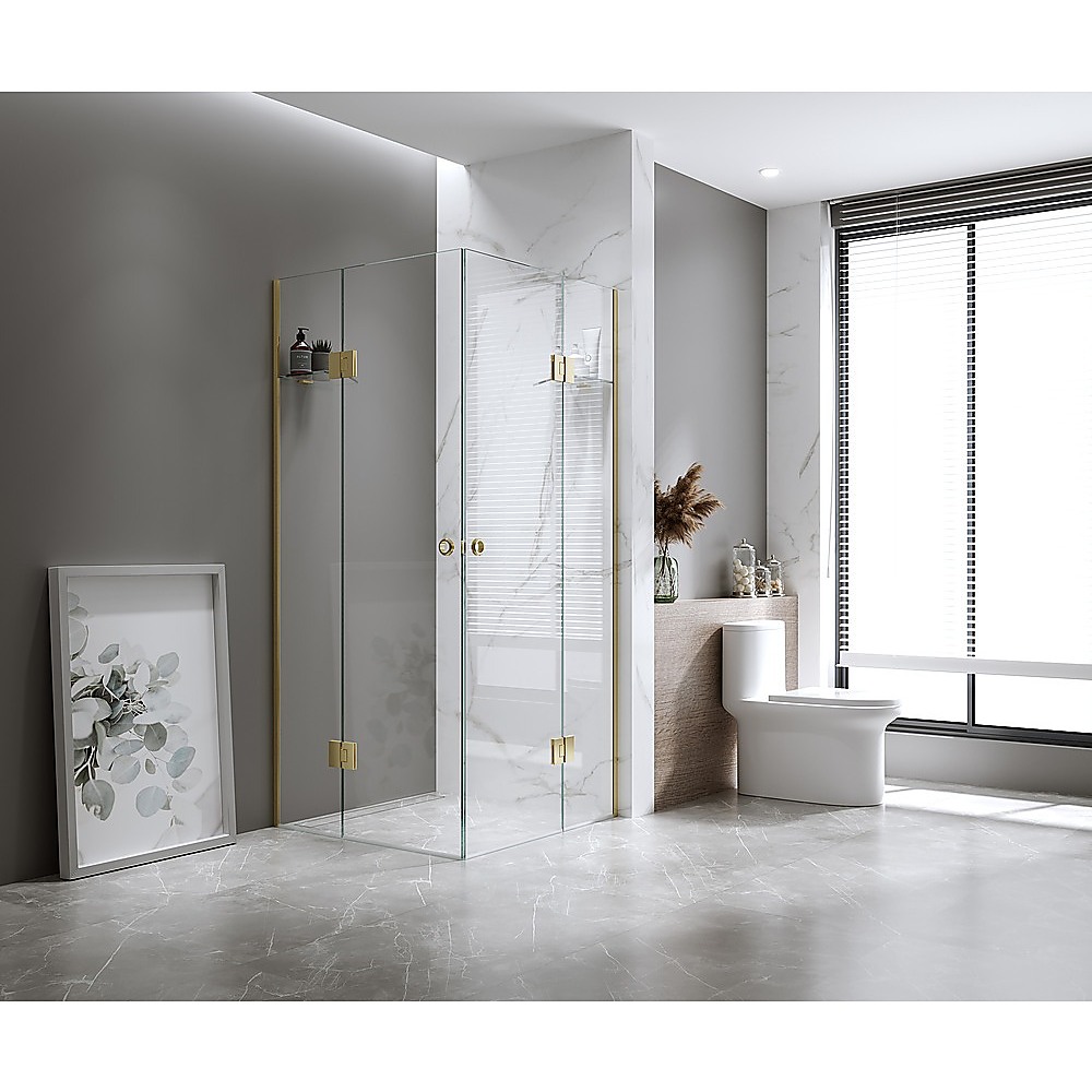 V63-950371-202507042140-00 110x120cm Double Door Corner Shower with White Channels and SS Hinges - Image 1
