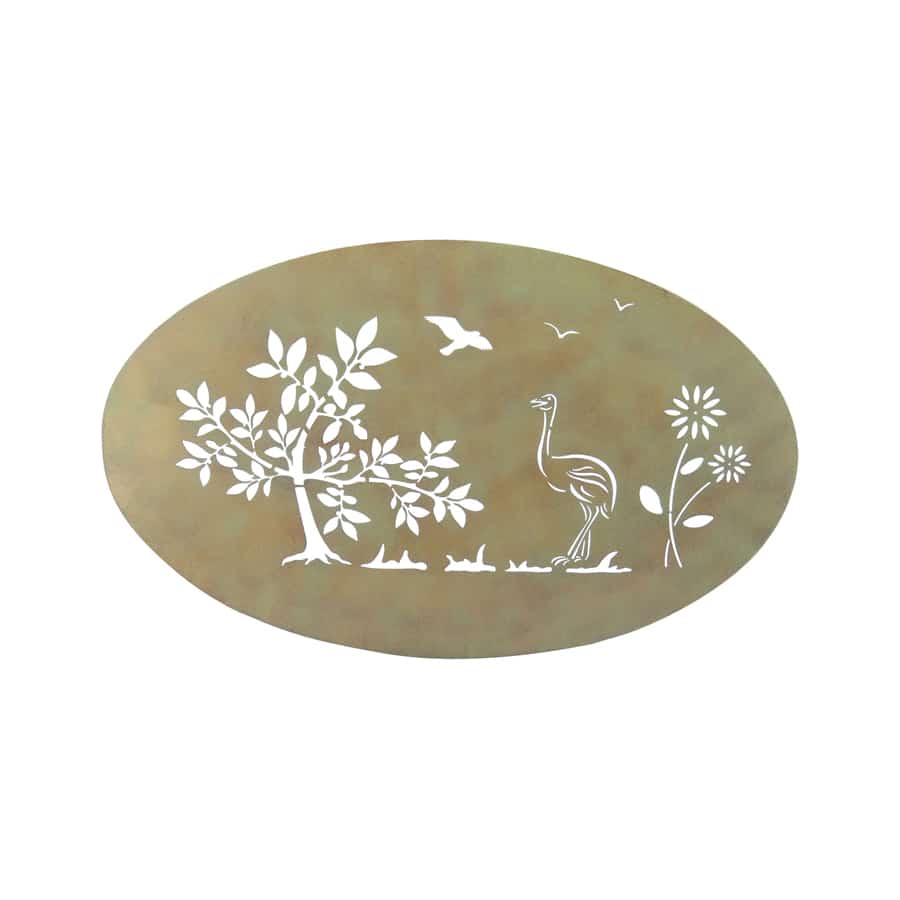 V637-01535EMU-202508251410-00 Oval Lasercut w Emu Wall Art 90cm - Image 1