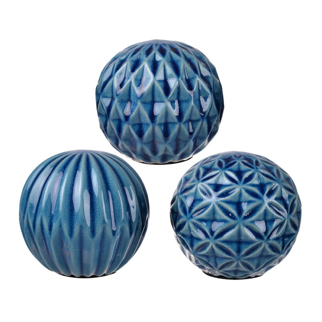 V637-20935-202508251240-00 Set 3 Blue Marbleized Balls 10cm - Image 1