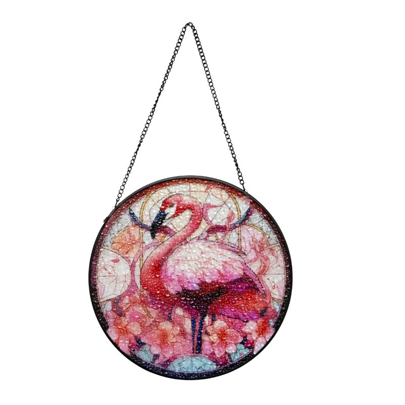 V637-24850SUN-202508251330-00 Flamingo Stained Glass Sun Catcher 35cm - Image 1