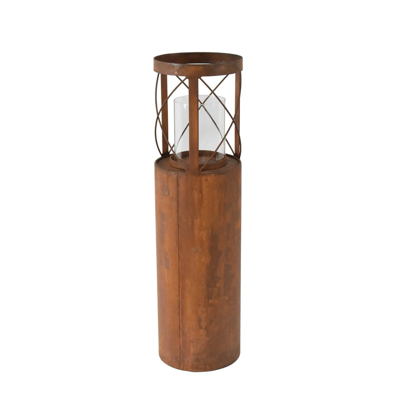 V637-27600CDL-202508251335-00 Rust Round Pillar Candle Holder 55cm - Image 1