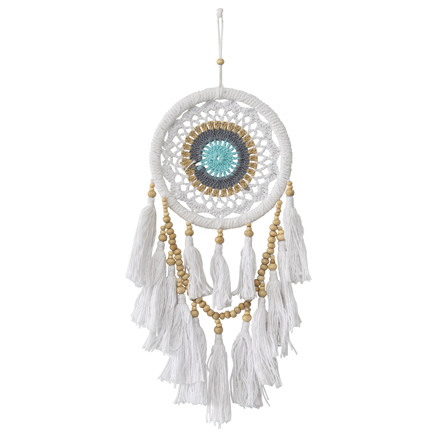 V637-33802DRM-202508251420-00 Handcrafted Boho Dream Catcher Layered Tassels & Beads 17x2cm - Image 1