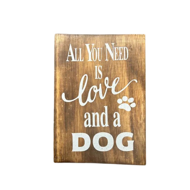 V637-33819DOG-202508251430-00 Love + Dog Handcrafted Wall Art 26cm - Image 1