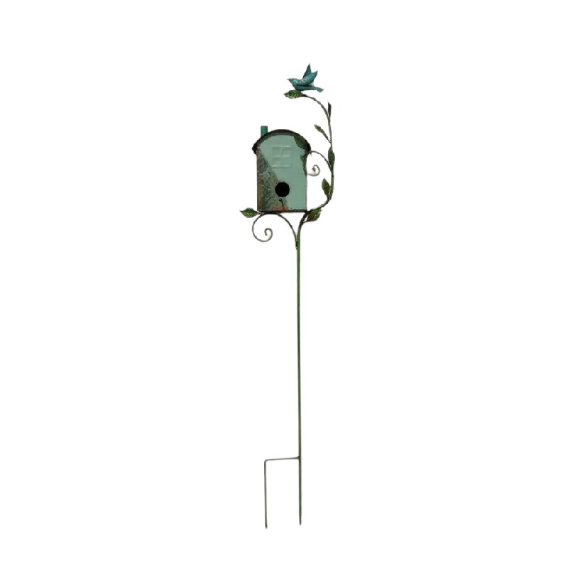 V637-40464BRD-202508251505-00 Birdhouse Garden Stake 118cm - Image 1