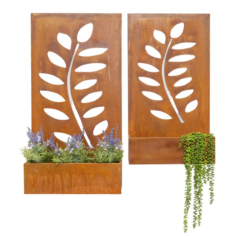 V637-48109PLN-202508251530-00 Set 2 Nested Floor/Wall 'Leaves' Planters 95cm, 80cm - Image 1