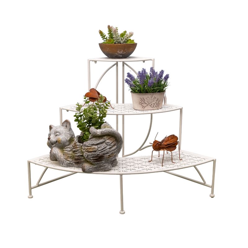 V637-48115STD-202508251535-00 Riviera 3 Tier Round Fronted Corner Potplant Stand 60cm - Image 1