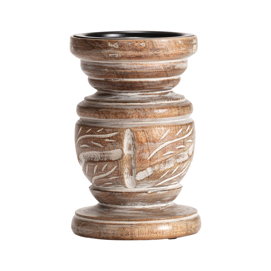 V637-50515CDL-202508251315-00 Mangowood Squat Pillar Candle holder 15cm - Image 1